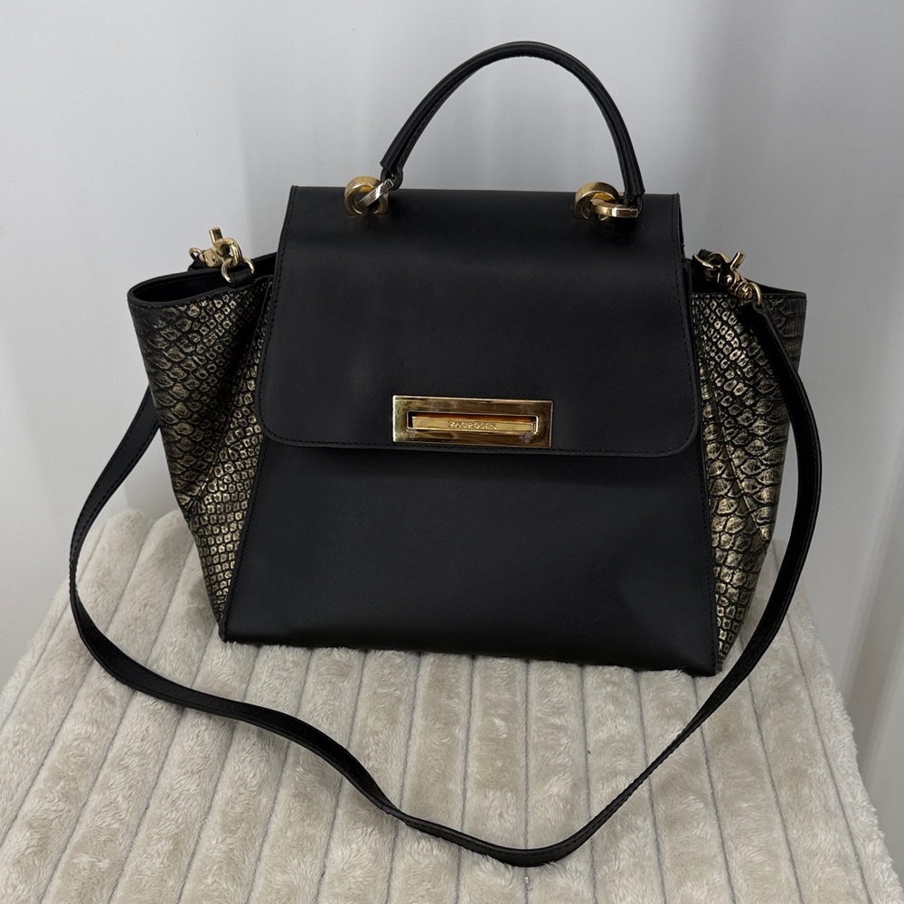 ZAC Zac Posen Eartha Metallic Embossed Satchel with top handle & crossbody strap
